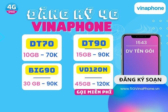 Cách đăng ký 4G VinaPhone ngày, tuần, tháng giá 5k,15k, 30k, 90k